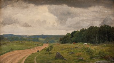 Landskap ved Kongens Møller, Sjælland. Ettermiddagslys av P.C. Skovgaard