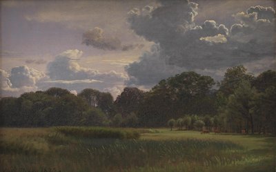 Flytende tordenbyger over Nysø Have og Fribedet av P.C. Skovgaard