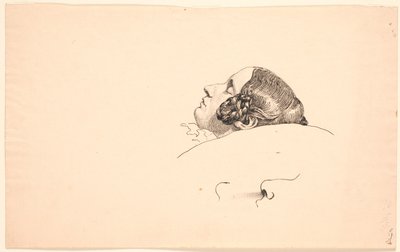 Portretthode i profil av kunstnerens kone Georgia Skovgaard, sover. av P.C. Skovgaard