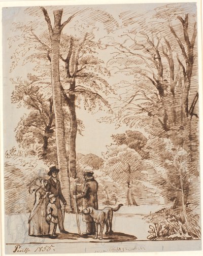Skogsvei med figurer. Islinge av P.C. Skovgaard