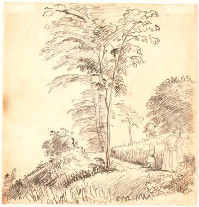 Spaserer på sti (evt. Vedbæk). av P.C. Skovgaard