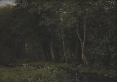 Twilight Setting in a Wood nær Iselingen Manor, Zealand av P.C. Skovgaard