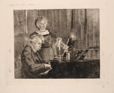 Edvard og Nina Grieg ved pianoet av Peder Severin Krøyer