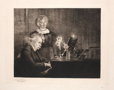 Edvard og Nina Grieg ved pianoet av Peder Severin Krøyer