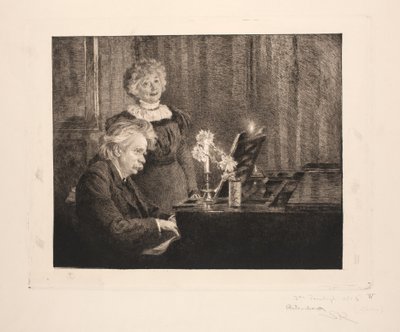 Edvard og Nina Grieg ved pianoet av Peder Severin Krøyer