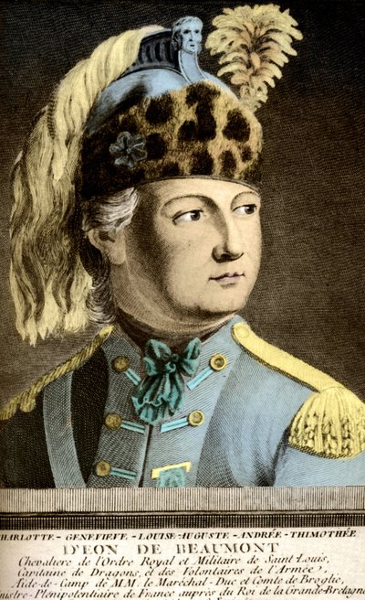 Portrett av ridderen Charles D'Eon de Beaumont (1728-1810), hemmelig agent. av P. Jean Baptiste Bradel