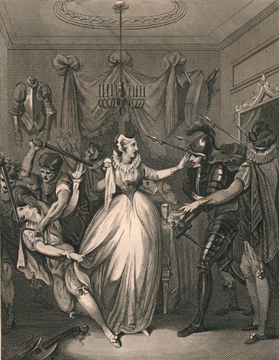 Rizzios død, 1566, 1794-1812 av P Rothwell