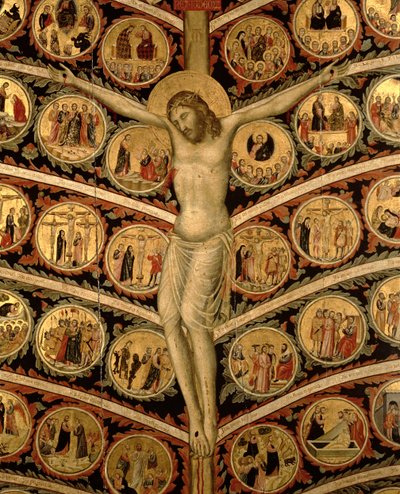 The Tree of Life, ca. 1310 tempera på paneldetalj av 80607 av Pacino di Buonaguida