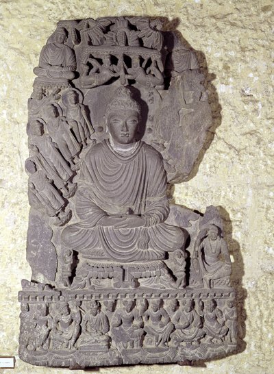 Sittende Buddha i meditasjon, 1.-4. århundre av Pakistani School
