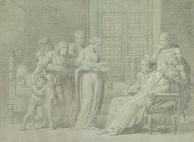 Kong Charles VIII av Frankrike med den døende Gian Galeazzo Sforza ved Pavia, 1775-1860. av Palagi Filippo Pelagio