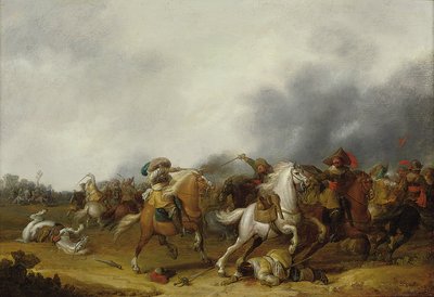 En kavaleri trefning, 1634 av Palamedes Palamedesz