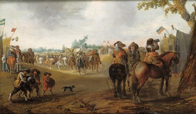 Et militærleir med kavalerister av Palamedes Palamedesz