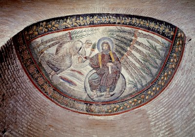 Tidlig kristen kunst: Forløser som gir lov (fred), mosaikk av apsis, 4. århundre av Paleo Christian