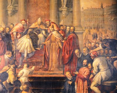 Paven sender unge Otto til Barbarossa for å forhandle fred (fresco) av Palma Il Giovane