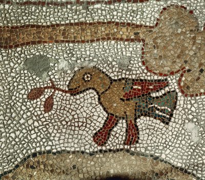 Due med en olivenkvist. Mosaikk (mosaikk) av Pantaleone Pantaleone