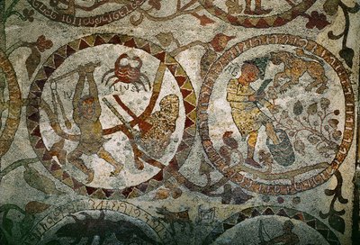 Stjernetegnene fra mosaikkgulvet i (mosaikken) av Pantaleone Pantaleone