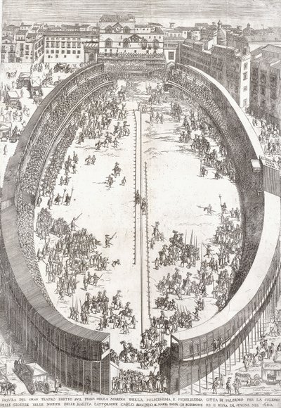 En stor sammenleggbar plate av det store teateret, 1680 av Paolo Amato