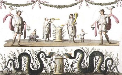 Fresker fra larariumet til et privat hus i Pompeii, fra 