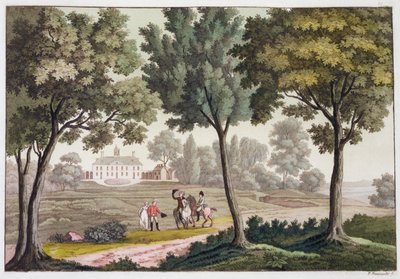 George Washingtons hus ved Mount Vernon, Virginia, USA, c1820-1839 av Paolo Fumagalli