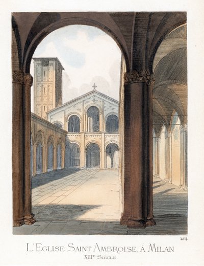 Gårdsplassen til basilikaen Saint Ambroise i Milano (Italia) - Gårdsplassen til basilikaen Sant
