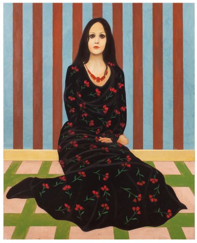 Damen med blomstene, 2016 (olje på treplate) av Paolo Perfranceschi