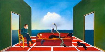 Terapien, 2021 (olje på treplate) av Paolo Perfranceschi