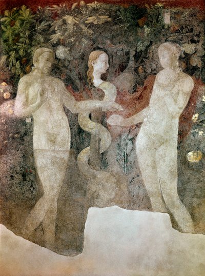 Genesis, skapelsen av Eva og arvesynden (Fresco av Paolo Uccello