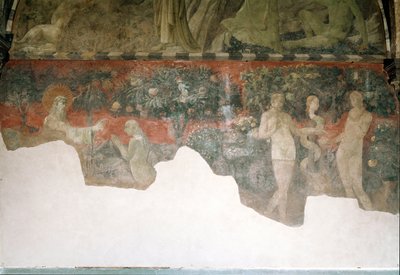 Genesis, skapelsen av eva og arvesynden - Fresco av Paolo Uccello