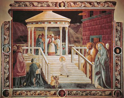 Presentasjon av Maria ved tempelet, av Paolo Uccello (1397-1475), katedralen i Prato av Paolo Uccello