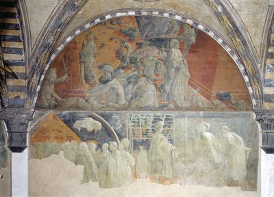 The Flood and the Subsidending of the Waters (øvre del) The Sacrifice and Drunkenness of Noah (nedre del) lunette (for detaljer se 123196) av Paolo Uccello