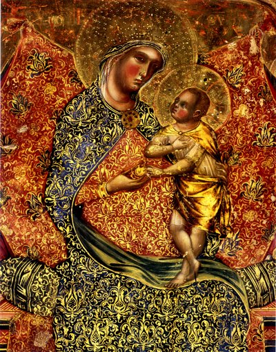 Madonna og Child Enthroned with two Angels av Paolo Veneziano