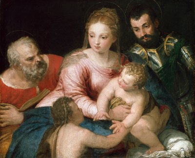 Den hellige familie med den unge døperen Johannes og St. Georg, tidlig på 1550-tallet av Paolo Veronese