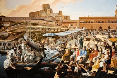 Tunfisken Mattanza i Solanto i nærvær av kongefamilien av Paolo de Albertis