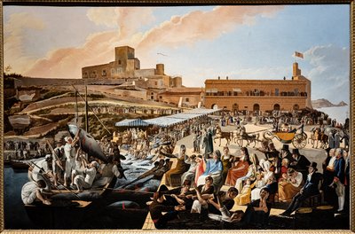 Tunfisken Mattanza i Solanto i nærvær av kongefamilien av Paolo de Albertis
