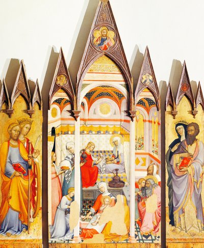 Altertavle av Jomfruens fødsel av Paolo di Giovanni Fei (cirka 1345-cirka 1411), tempera på tre av Paolo di Giovanni Fei
