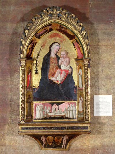 Ydmykhetens jomfru med engler og hellige, ca. 1440 (tempera med gull på panel) av Paolo di Stefano Badaloni Schiavo