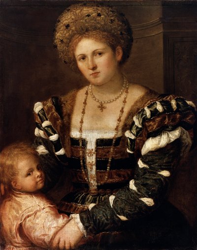 Portrett av en dame med en gutt, 1530-tallet av Paris Bordone