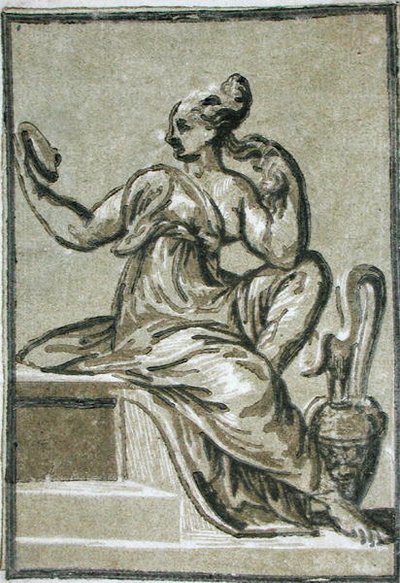 Prudence, av en anonym kunstner (tresnitt) av Parmigianino 