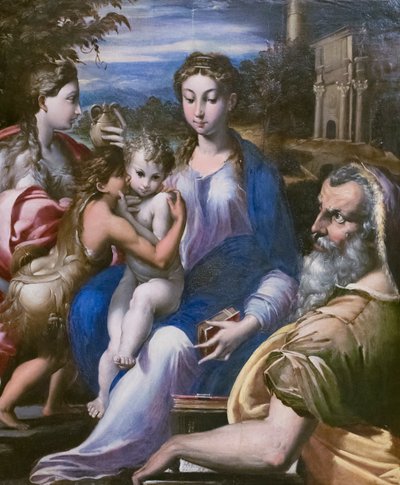 Hellig familie med døperen Johannes og Maria Magdalena av Parmigianino (1503 40) (follower of)