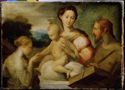 ""The Mystical Marriage of Saint Catherine" (The Mystical Marriage of Saint Catherine) Den mystiske bryllupet til Saint Catherine of Siena (1347-1380) med Kristus i 1368. Maleri av Girolamo Francesco Maria Mazzola kjent som Parmigianino eller Le Parmesan ( av Parmigianino