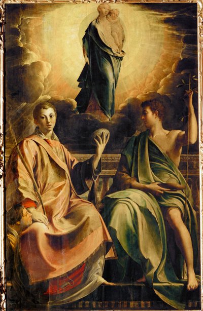 Madonna mit dem heiligen Stephanus und Stifter, und Johannes der Täufer von Parmigianino (1503-40)
