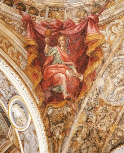 St Hilary of Poitiers av Francesco Mazzola, kjent som Parmigianino (1503-1540), freskomaleri, San Giovanni Evangelista-kirken, Parma av Parmigianino
