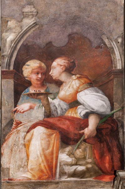 St. Lucy og St. Apollonia, ca. 1523 (fresco) av Parmigianino