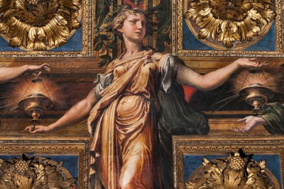 De tre vise jomfruer og tre tåpelige jomfruer, detalj av 3660863 av Parmigianino