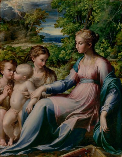 Jomfru og barn med døperen Johannes og Maria Magdalena av Parmigianino