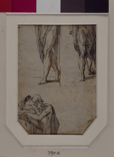 Studier av menn (penn og blekk og vask på papir) av Parmigianino
