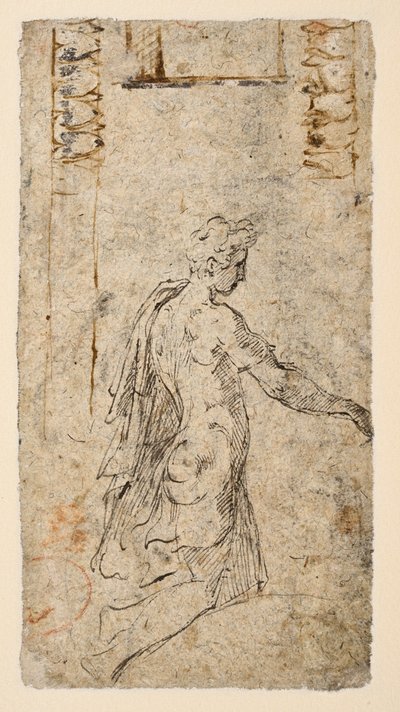 Studie av en ung mann som kneler (verso) av Parmigianino
