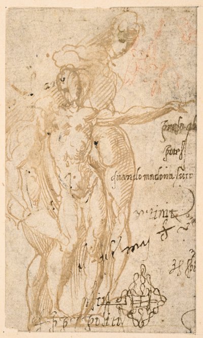 Studie av tre nakenfigurer (recto) av Parmigianino