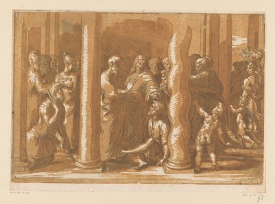 De hellige Peter og Johannes helbreder en lammelse av Parmigianino (attributed to)