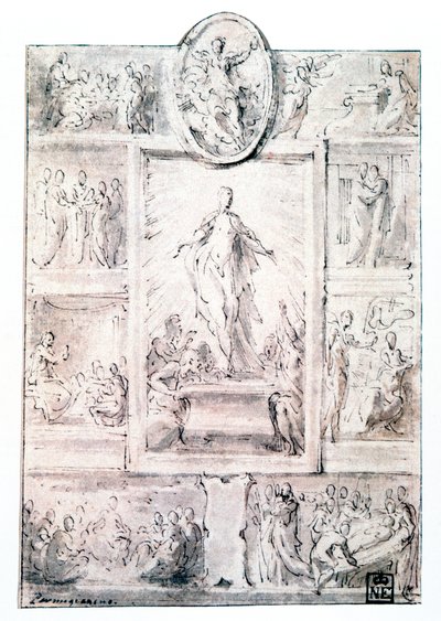 Komposisjonsskisse, c1513-1540 av Parmigianino